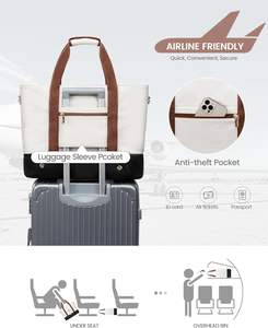 Sac fourre-tout en toile rétro tendance pour femmes, grand format, portable, pour les voyages et les trajets quotidiens, nouvelle collection automne/hiver, échantillon gratuit - Product Image 3