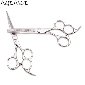 Ножницы для стрижки волос AQIABI JP 440C, 5,5 дюйма, 6 дюймов, филировочные ножницы с тремя отверстиями и рукояткой A9011