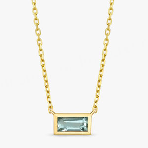 Baguette Cut 14K Gold Plated Jewelry Gemstone Green Aquamarine Necklace for Sale <b>Fine</b> Jewelry - Product Image 1