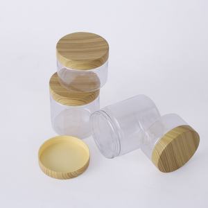 Tapa Redonda de Madera con Tapa de PP Transparente, Tapa de Bambú de Grado Alimenticio para Mascotas, Frascos Cosméticos de 500 ml, Frasco Transparente de Plástico con Tapa de Bambú - Product Image 2