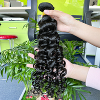Extensions de cheveux humains brésiliens lisses non-Remy Lavish Beauty, ondulés, noir naturel, double trame, tissage machine