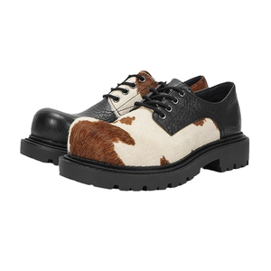 Zapatos Derby con Plataforma y Cordones de Cuero Suave para Aumentar la Estatura, de Alta Calidad, con Estampados de Animales en Colores Combinados, para Primavera, Verano y Oficina - Product Image 1