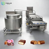 Chaîne de production automatique de biscuits, pains, gaufres et chocolats avec tunnel de refroidissement et machine d'enrobage et de refroidissement pour noix et chocolats