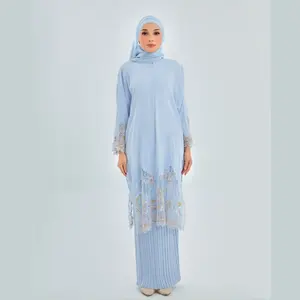 SIPO Eid 2023 Wholesale Malaysia Baju Kurung Ethnic Clothing Top And Skirt Two Pieces Set Indonesia Women Baju Kurung