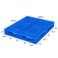 Palette en plastique industrielle antidérapante à double face, grille bleue haute résistance, 1100x1100mm, pour chariot élévateur, stockage et transport