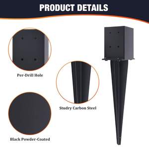 बाड़ के बाद बाड़ एंकर ग्राउंड स्पाइक भारी शुल्क काले पाउडर लेपित बाड़ हिस्सेदारी मेलबॉक्स बेस मेटल बाहरी पोस्ट एंकर - Product Image 2