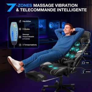 Vente en gros bon marché 180 kg capacité de charge gris PVC cuir souple jeu vidéo meilleure <span class=keywords><strong>chaise</strong></span> de jeu fonctionnelle avec massage à 7 points - Product Image 5