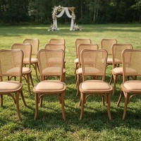 Nouvelle chaise en bois écologique au design nordique moderne, prix usine, avec dossier en rotin Bjflamingo et coussin moelleux pour mariage et banquet
