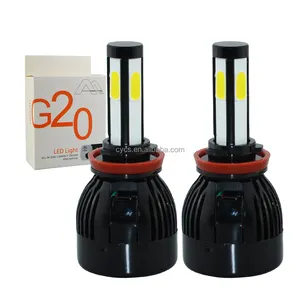 Bán Sỉ Siêu Trắng 6000K 12V 24V 8000LMS 4Pcs COB G20 80W Led Đèn Pha Đèn Pha H11