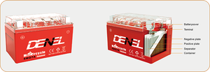 Fábrica OEM DENEL 6MG3L 12V2.5AH Batería de motocicleta YTX20LBS Precio bajo Arrancador de gasolina - Product Image 4