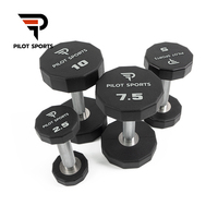 Set Dumbbell 12 sisi olahraga Pilot hitam grosir peralatan Gym kustom CPU uretana