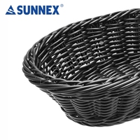 Sunnex Nieuwe Zwarte Kleur Plastic Pp Brood Proofing Mand Rotan Ovale