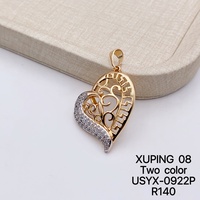 Collier pendentif cœur bicolore plaqué or avec zircon, best-seller de XUPING Jewelry, un bijou tendance pour femme