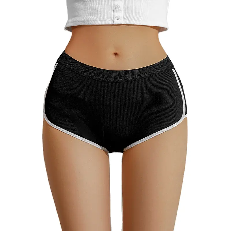 Caleçon de sport sexy à taille basse pour femmes, couleur contrastante, couvrant les hanches, pour l'extérieur, pantalon de sport à taille élastique, 3 couleurs
