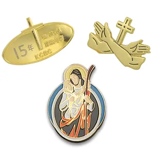 Personalizzata In Metallo Croce di Gesù Christian Spille Pin del Risvolto Cappellano Badge