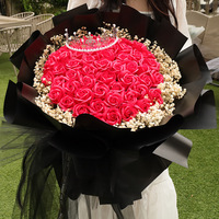 Buket Bunga Sabun 99 Tangkai untuk Hari Valentine Qixi dan Hari Wanita - Bunga Buatan Realistis yang Diikat Tangan untuk Lamaran
