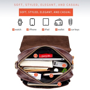 Borsa a tracolla da uomo Captain Niu Leather Goods Brand, in vera pelle <span class=keywords><strong>di</strong></span> vacchetta primo strato, grande capacità, borsa a tracolla in vera pelle - Product Image 3