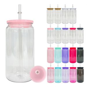 16Oz Plastic Beer Cup Can Shaped Drinkware <b>Macaron</b> Acrylic Tumbler With Pp Lid for Iced Coffee, Soda, Pop - Product Image 1
