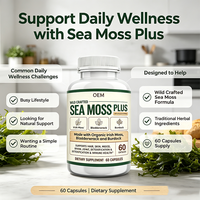 Complément Alimentaire OEM Wildcrafted Sea Moss Plus avec Mousse d'Irlande, Fucus vésiculeux, Bardane et Poivre Noir, 60 Capsules