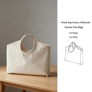 Weydybag Wholesale White Blank Canvas Handbag Custom Double Sided Tote Bag Medium Cotton Canvas Shopping Bag With Printed Logo