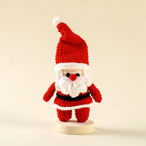 Creative Christmas Gifts Santa Claus Snowman Reindeer Crochet Dolls Positive Potato Design Handmade Plush <b>Toy</b> with Base - Product Image 4