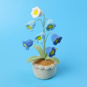 Planta Artificial de Lirio de los Valles de 7 Cabezas Tejida a Crochet, Hecha a Mano, en Maceta, para Decoración de Escritorio en Navidad, Halloween y Pascua - Product Image 5