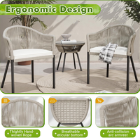 Outdoor-Rattan-Gartenmöbel-Set 3-teilig PE-Korbgeflecht Sessel mit Kaffeetisch für Garten Balkon Terrasse