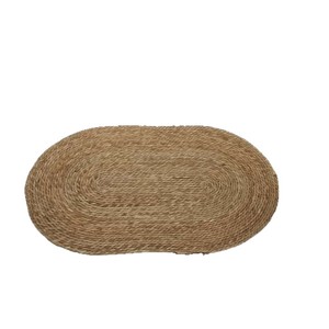 Alfombra ovalada tejida a mano de caña de paja y ratán, material Fuji, color sólido, para uso doméstico, cuidado de limpieza localizada. - Product Image 4