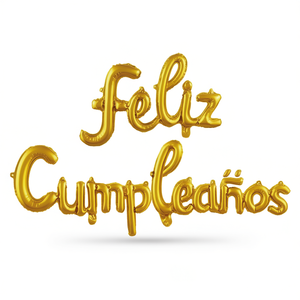 Palloncini in Lamina d'Oro Metallizzata 'Party Love Feliz Cumpleaos' 44X63CM 36X164CM, Decorazioni per Feste di Compleanno - Product Image 1