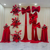 Décoration murale de luxe en métal rouge géant, nœud papillon moderne Tianhou, grand nœud à longue queue pour mariage, fête, ou toile de fond photo