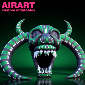 Cabezas <span class=keywords><strong>de</strong></span> Calavera Inflables con Cuernos <span class=keywords><strong>de</strong></span> Toro, Cabeza <span class=keywords><strong>de</strong></span> Calavera Verde Inflable para Colgar y Poner en el Suelo, Decoración <span class=keywords><strong>de</strong></span> Calavera <span class=keywords><strong>de</strong></span> Zombi para Halloween - Product Image 1