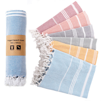 Serviette de plage en coton de luxe tropicale turque moderne à séchage rapide, très absorbante, teinte en fil, grande taille, rayée, douce, pour la piscine, vente chaude