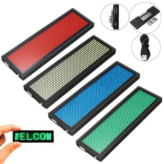 Mini LED Digital Display Rechargeable Programmable Name Badge 15 Display Languages Durable Scrolling Led Tag Sign Badge Module