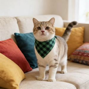 Pañuelo para Perro, Estilo Clásico a Cuadros, Ecológico, de Algodón, 60 cm de Largo, para Mascotas Pequeñas, Accesorio de Otoño - Product Image 3