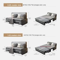 Sofá Cama Multifuncional 2 en 1, Sofá de Dos Plazas con Almacenamiento en Cuero Sintético Impermeable y Bolsillo Lateral, Plegable y Convertible