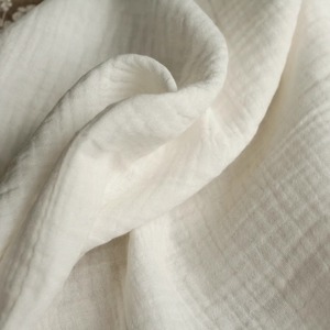 Tela de crepé de algodón de doble capa sólida al por mayor para mantas de bebé, pijamas de maternidad, tela suave para la piel. - Product Image 2