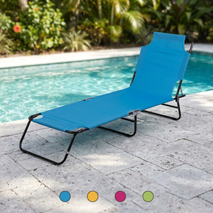Sedia Pieghevole Portofino Est con Telaio in Acciaio Grigio, Sdraio da Spiaggia Reclinabile per Attività all'Aperto, Campeggio, Pesca, Parchi e Soggiorno - Product Image 2