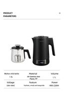 Bouilloire électrique intelligente pour mère et enfant, bouilloire à double pot avec affichage numérique, théière supérieure en verre borosilicate de haute qualité