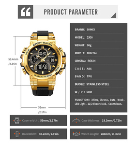 Nuevo Reloj Digital Skmei 2500 con Doble Hora, Venta al por Mayor de Fábrica, Estilo Deportivo, Resistente al Agua 5 ATM, Formato 12/24 Horas - Product Image 6
