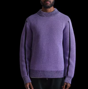 Pull à col rond personnalisé en fil sensible à la couleur changeant de couleur thermochromique tricot réactif pour <span class=keywords><strong>homme</strong></span> INFRA PURPLE CYAN RÉACTIF À LA CHALEUR - Product Image 5