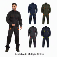 Combinaison de travail pour hommes à col montant, genoux renforcés, multi-poches, uniforme de mécanicien, combinaison de travail contrastée, logo personnalisé