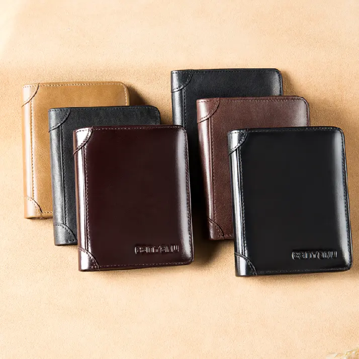 New Hot Selling Factory Wholesale Luxury Men Black Wallet PU Leather Short Man Wallet