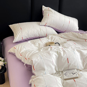 <span class=keywords><strong>Gaze</strong></span> à trois couches 100% <span class=keywords><strong>coton</strong></span> 4 ensembles <span class=keywords><strong>de</strong></span> draps en <span class=keywords><strong>coton</strong></span> jacquard lavé, taies d'<span class=keywords><strong>oreiller</strong></span> et couvre-lit, ensemble <span class=keywords><strong>de</strong></span> literie - Product Image 5