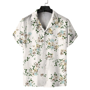 Chemise hawaïenne pour homme à manches courtes, imprimé palmiers, tissu popeline respirant, col rabattu, idéale pour les vacances d'été - Product Image 4