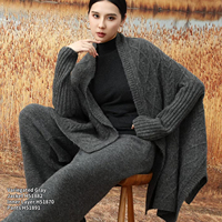 Ensemble de trois pièces pour femmes, veste élégante en laine tricotée, châle, pull classique, mode automne