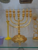 Menorah de Hanukkah en laiton vintage avec 7 branches faites à la main religieux plaqué or ancien bougeoir Menorah de Temple