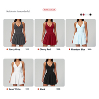 Robe de tennis sans manches à col en V pour femme, coupe trapèze avec short intégré, poches et coussinets amovibles, robe de golf, vêtements de sport, logo personnalisé