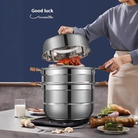Cuisinière vapeur multicouche en acier inoxydable 304 Yolecen, épaissie, multifonctionnelle et à trois niveaux, idéale comme cadeau