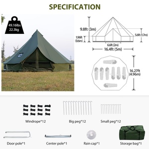 Tente dôme 4M/5M à vendre, tente de glamping imperméable pour l'extérieur, yurt de luxe en Oxford, tente cloche pour le camping familial - Product Image 2