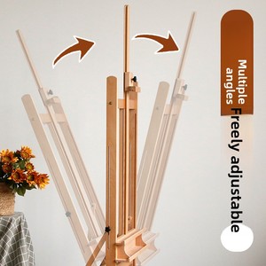 HXS W11 Caballete <span class=keywords><strong>de</strong></span> <span class=keywords><strong>Pintura</strong></span> Infantil Grande, Ajustable <span class=keywords><strong>y</strong></span> Móvil, Color Marrón Claro, Soporte <span class=keywords><strong>de</strong></span> Exhibición para Tablero <span class=keywords><strong>de</strong></span> <span class=keywords><strong>Dibujo</strong></span> Plano/Vertical - Product Image 4